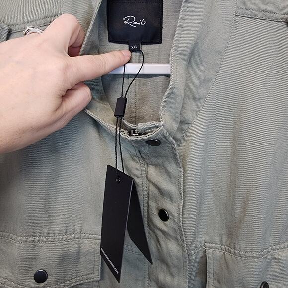 Rails Barn Military Field Chore Jacket Womens XXL Sage Drawstring Hem Tensel - Picture 6 of 12